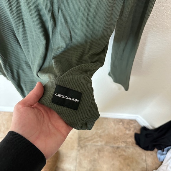 Calvin Klein Jeans Olive Long Sleeve Henley - Picture 3 of 4